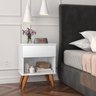 Mesa de Cabeceira Duda Criado 1 Gaveta Pés Retro Branco - 1