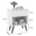 Ver imagem 5 de Mesa de Cabeceira Duda Criado 1 Gaveta Pés Retro Branco