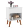 Mesa de Cabeceira Duda Criado 1 Gaveta Pés Retro Branco - 2