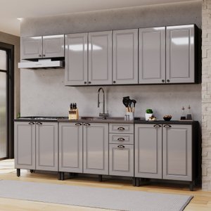 Cozinha Americana Modulada 6 Peças Balcão sem Tampo Paris