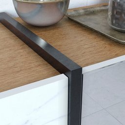 Aparador Porto Belo 136cm com Espelho para Sala de Estar Jantar Calacatta/ Natura/ Preto - 5