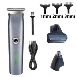BARBEADOR APARADOR MULTIFUNCIONAL 3 EM 1 BARBA CABELO E NARIZ:Cinza/Único/Unissex - 1