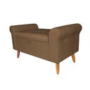 Ver imagem 2 de Recamier Bau Rio 120cm Casal Suede Madeira Marrom Inova Decor