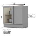 Ver imagem 3 de Balcão Canto Reto 1 Porta Americana Cinza com Tampo Nature - Móveis Henn