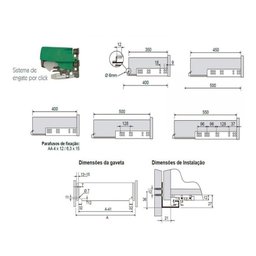 Corrediça Invisível Amortecedor 40cm 30kg Extração Total - 4