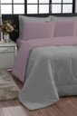 Ver imagem 2 de Kit Edredom QUEEN 6 Peças Dupla Face Italiano Macio Cor Rosa e Cimento Casa Dona
