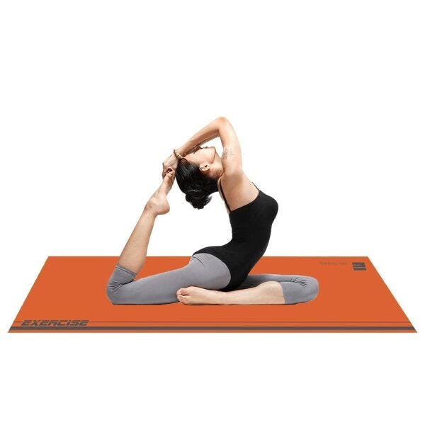 Tapete Yoga Pilates Fitness Ginastica 66 x 185cm Laranja com Cinza Casa Dona - 2