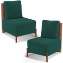 Ver imagem 1 de Kit 02 Poltronas Decorativas Sala de Estar Living Hungria L02 Couríssimo Camel Bouclê Verde - Lyam L