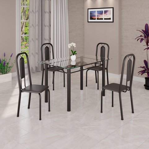 Conjunto para Sala de Jantar com 4 Cadeiras Lívia Preto