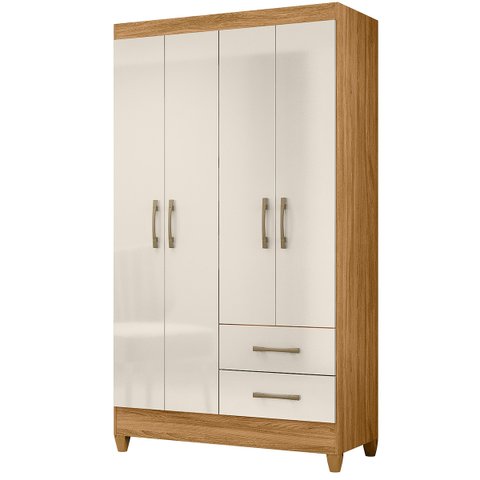 Guarda Roupa Chile 103cm 4 Portas Freijó Off White Moval