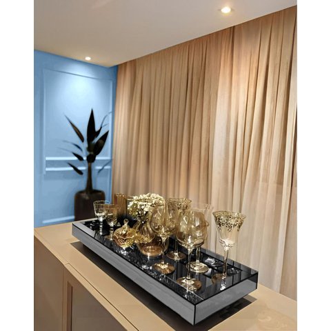 Bandeja Espelhada Fumê Luxo Decoração 50x25