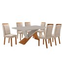 Ver imagem 1 de Mesa de Jantar Yasmin 180cm Tampo MDF Vidro Canto Copo com 6 Cadeiras Lorena