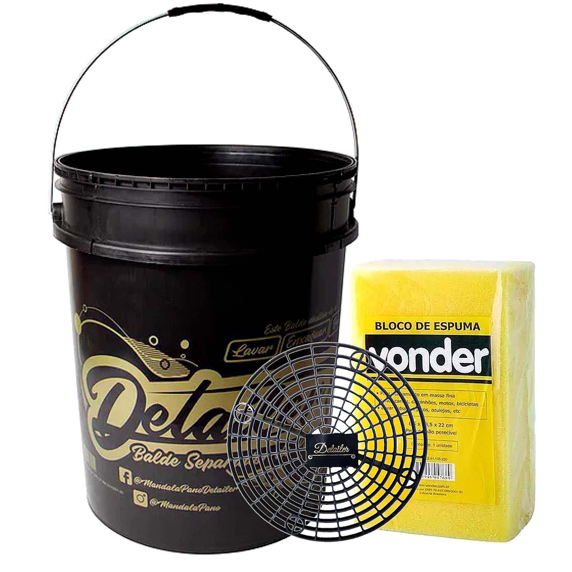 Kit Balde com Espuma e Separador de Particulas Detailer para Lavar Carro