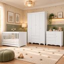 Ver imagem 1 de Quarto de Bebê Completo com Berço Americano 3 em 1 e Colchão Incluso Flor Multimóveis MP4945