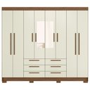 Ver imagem 6 de Guarda Roupa Casal 212cm 8 Portas com Espelho Valenza Jatobá/Areia S01 - Mpozenato