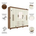 Ver imagem 3 de Guarda Roupa Casal 212cm 8 Portas com Espelho Valenza Jatobá/Areia S01 - Mpozenato