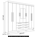 Ver imagem 4 de Guarda Roupa Casal 212cm 8 Portas com Espelho Valenza Jatobá/Areia S01 - Mpozenato
