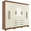Ver imagem 2 de Guarda Roupa Casal 212cm 8 Portas com Espelho Valenza Jatobá/Areia S01 - Mpozenato