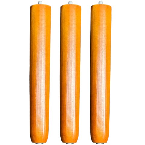 Kit 03 Pés Palito Madeira 25 Cm Rosqueável P02 Móveis Poltrona Puff Mesa - Inoviza