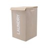 Cesto Organizador Dobravel Lavanderia 60 Litros Roupa Suja Banheiro Quarto Tampa Multiuso Bege - 1