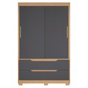 Ver imagem 3 de Guarda Roupa Solteiro Sole 2 Portas e 4 Gavetas Freijó/titanium - Móveis Albatroz