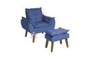 Ver imagem 1 de Poltrona/cadeira Decorativa e Puff Glamour com Pés Quadrado Azul Marinho