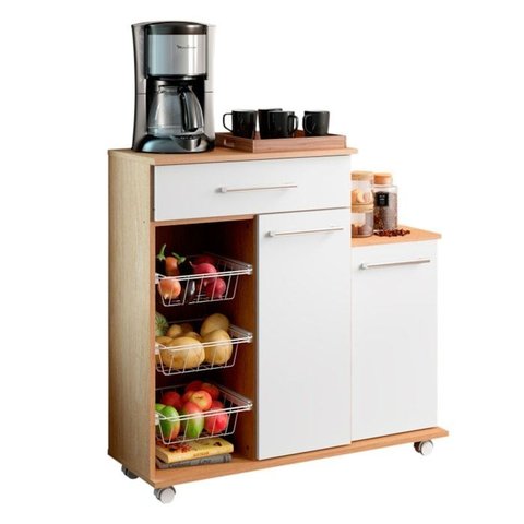 Balcao Fruteira Cozinha 2 Portas 89 Cm Mf185 Carvalho Branco Dtall