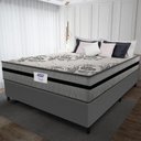 Ver imagem 5 de Cama Box Casal Queen Colchão Gazin com Molas Ensacadas Rubi 158x198x70cm Suede Cinza/preto Cinza