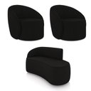 Ver imagem 1 de Sofá 2 Lugares Orgânico 140cm Morgan e 2 Poltronas Lua Suede Preto D03 - D’Rossi