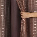 Ver imagem 2 de Cortina Blackout Pvc com Tecido Voil Xadrez 2,80 M X 2,30 M - Marrom