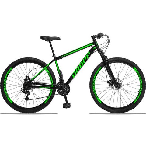 Bicicleta Aro 29 Dropp Sport 21V Freios a Disco E Suspensão:PretoVerde/17/Unissex