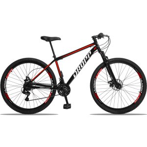 Bicicleta Aro 29 Dropp Sport 21V Freios a Disco E Suspensão:PretoVermelho/17/Unissex