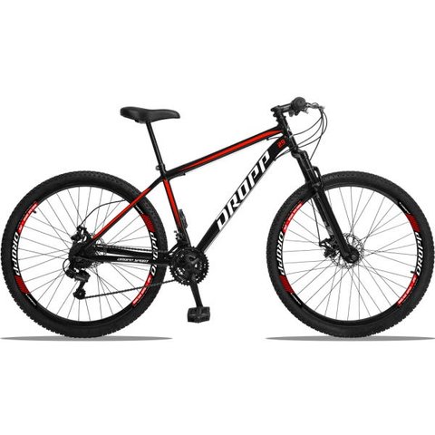 Bicicleta Aro 29 Dropp Sport 21V Freios a Disco E Suspensão:PretoVermelho/17/Unissex
