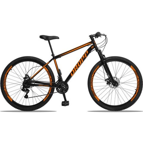 Bicicleta Aro 29 Dropp Sport 21V Freios a Disco E Suspensão Tamanho 17:PretoLaranja/17/Unissex