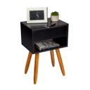 Ver imagem 4 de Mesa de Cabeceira Preto Retro 55cm De Altura Pés Castanhos - Enviamos Montada