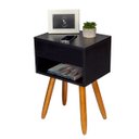 Ver imagem 1 de Mesa de Cabeceira Preto Retro 55cm De Altura Pés Castanhos - Enviamos Montada