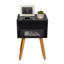 Ver imagem 2 de Mesa de Cabeceira Preto Retro 55cm De Altura Pés Castanhos - Enviamos Montada