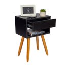 Ver imagem 3 de Mesa de Cabeceira Preto Retro 55cm De Altura Pés Castanhos - Enviamos Montada