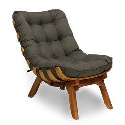 Kit Poltrona + Puff Costela Decoração Descanso Suede Castor - 2