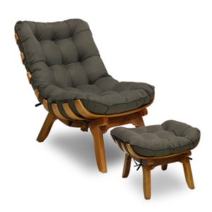 Kit Poltrona + Puff Costela Decoração Descanso Suede Castor