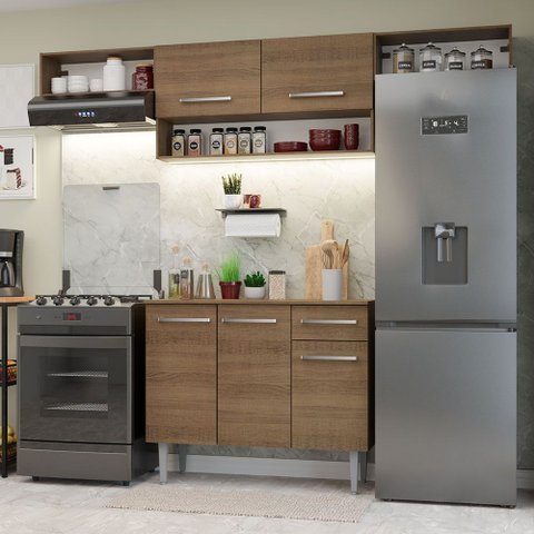 Armário de Cozinha Completa 225cm Rustic Emilly Madesa 01XA