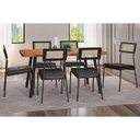 Ver imagem 1 de Conjunto: Mesa de Cozinha Stellar 1597 Aço C/ Tampo Madeirado 160x90cm e 6 Cadeiras Lux Preto/nogal