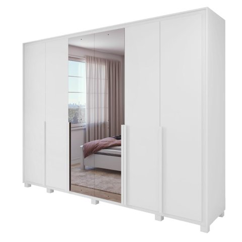 Guarda Roupa Easy Space 6 Portas C/espelho Branco Lopas
