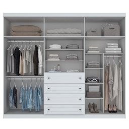 Jogo de Quarto com Berço Montessoriano Cabana e Roupeiro Americano 6 Portas Branco - Móveis Henn - 3