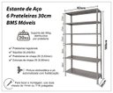 Ver imagem 3 de Estante de Aço 6 Prateleiras 30cm Multiuso Cinza 30kg por prateleira