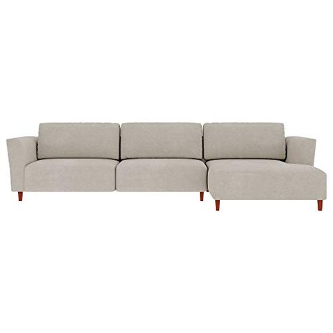 Sofá 3,30M com Chaise Direita Franz Suede Bege - Gran Belo