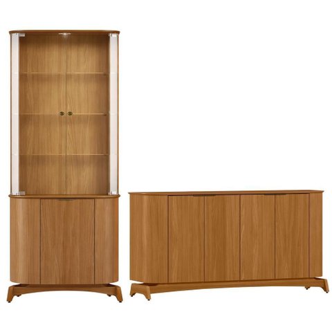 Kit Aparador Buffet com Cristaleira para Sala de Jantar Verbena N01 Ypê - Lyam Decor