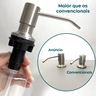Dispenser Dosador Detergente 500ml Inox Escovado de Embutir Pia Cozinha Porta Sabonete Liquido Banca - 3
