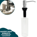 Ver imagem 1 de Dispenser Dosador Detergente 500ml Inox Escovado de Embutir Pia Cozinha Porta Sabonete Liquido Banca