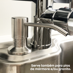 Dispenser Dosador Detergente 500ml Inox Escovado de Embutir Pia Cozinha Porta Sabonete Liquido Banca - 5